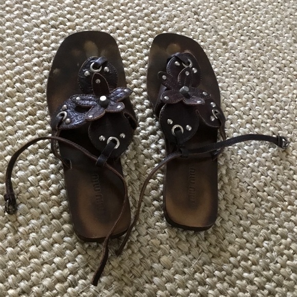 MIU MIU BROWN LEATHER sandals size 37 IT - Picture 4 of 7